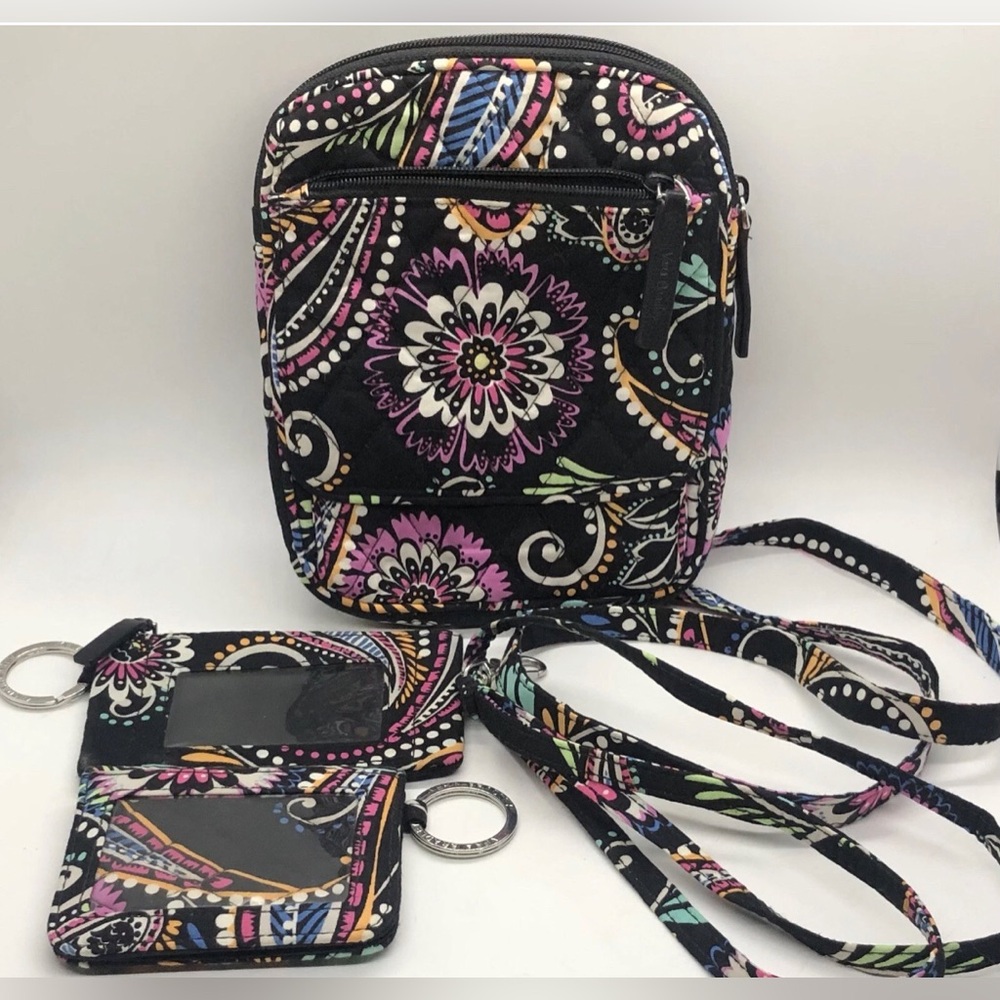 Vera Bradley Mini Hipster Crossbody Bag, Wallet & Lanyard, Banana Swirl Pattern